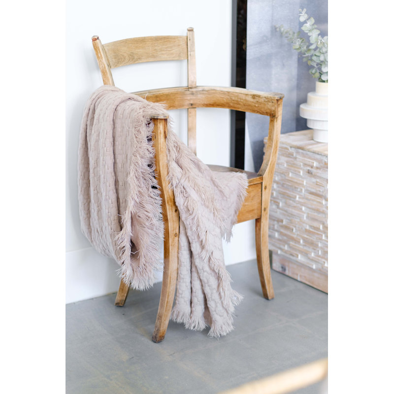 Delphine Hand Woven Throw Blanket, Blush