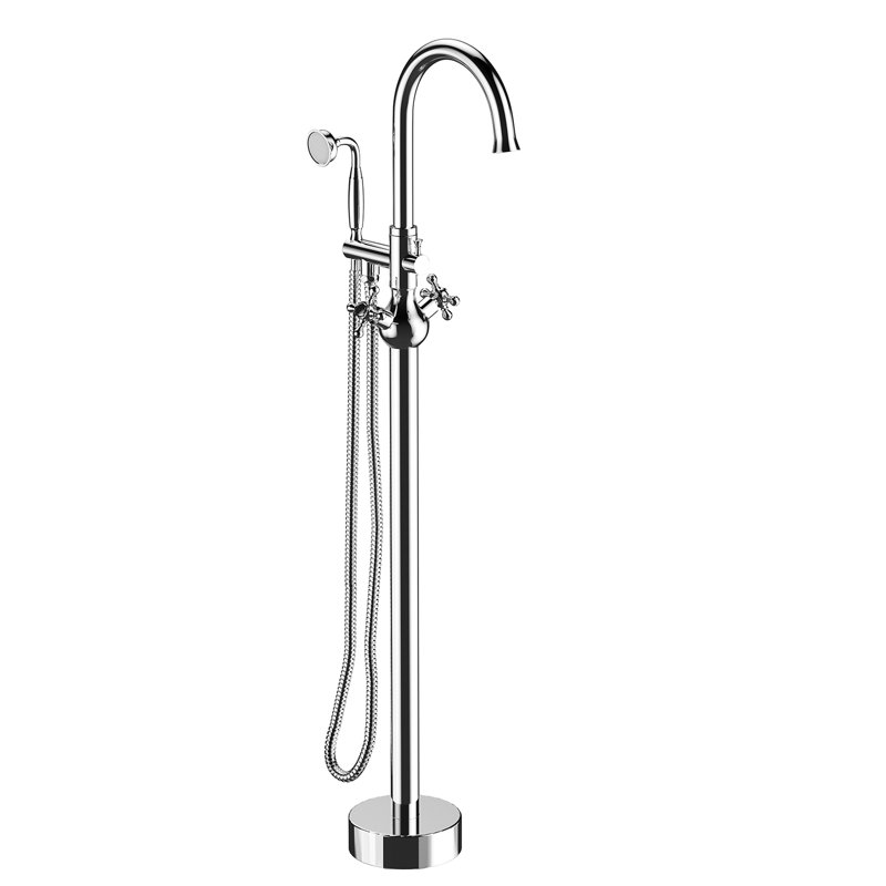 Robinet de baignoire sur pattes à deux poignées, Plaqué chrome