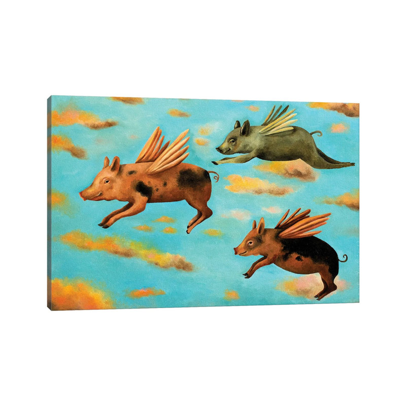When Pigs Fly by Leah Saulnier - Floater Frame Gallery-Wrapped Canvas Giclée on Canvas, 66.04 cm H x 45.72 cm W x 1.91 cm D