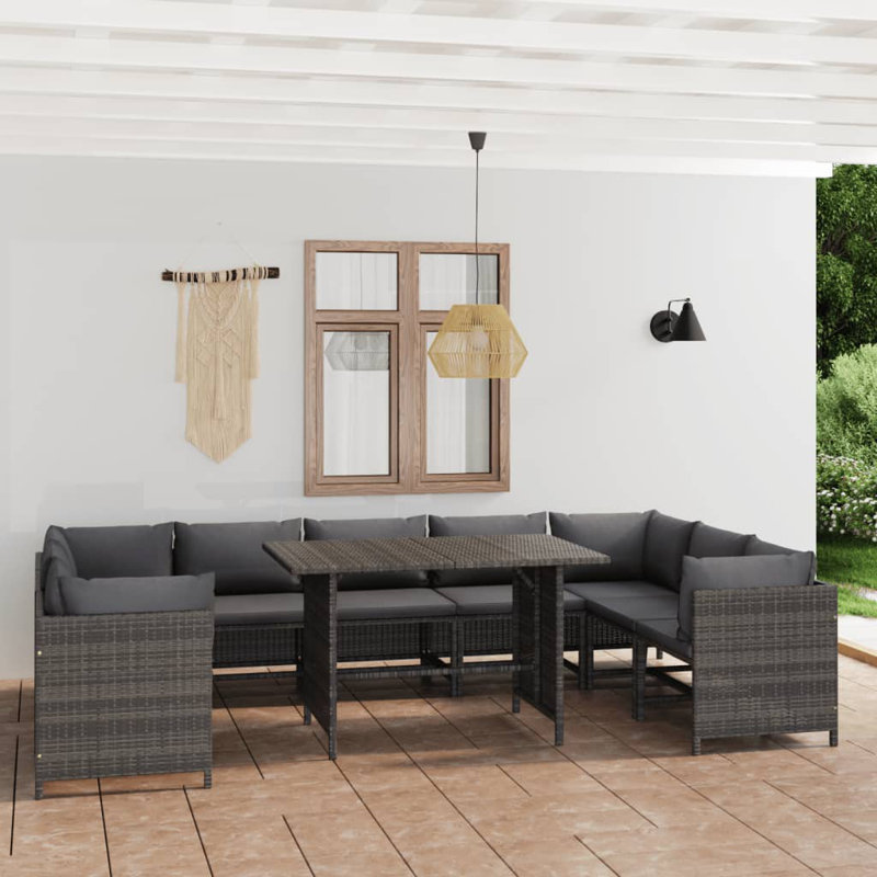10 pièces avec coussins Rasme, gris, gris