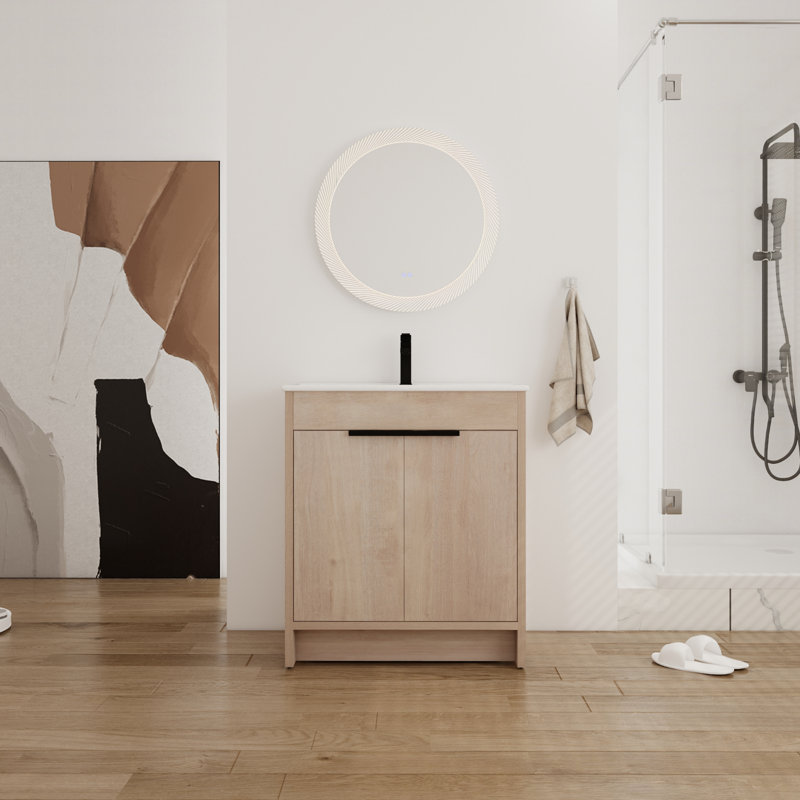 Meuble-lavabo simple avec plateau 30,34 po Randallstown, Chêne clair