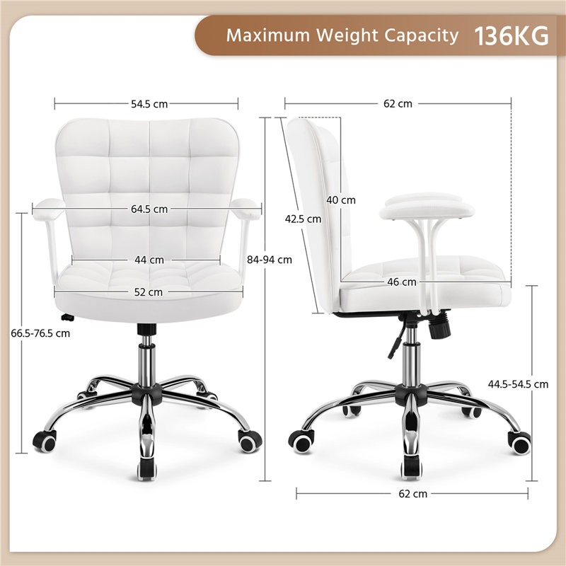 Task Chair, White, Silver