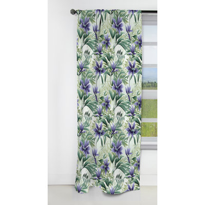 Green Purple Bamboo Serenade Tropical Pattern - Floral Curtain - Blackout Curtain - 1 Panels