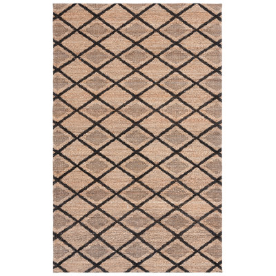 Coutu Natural Fiber Handloomed Jute Cotton Geometric Rug in Natural/Black
