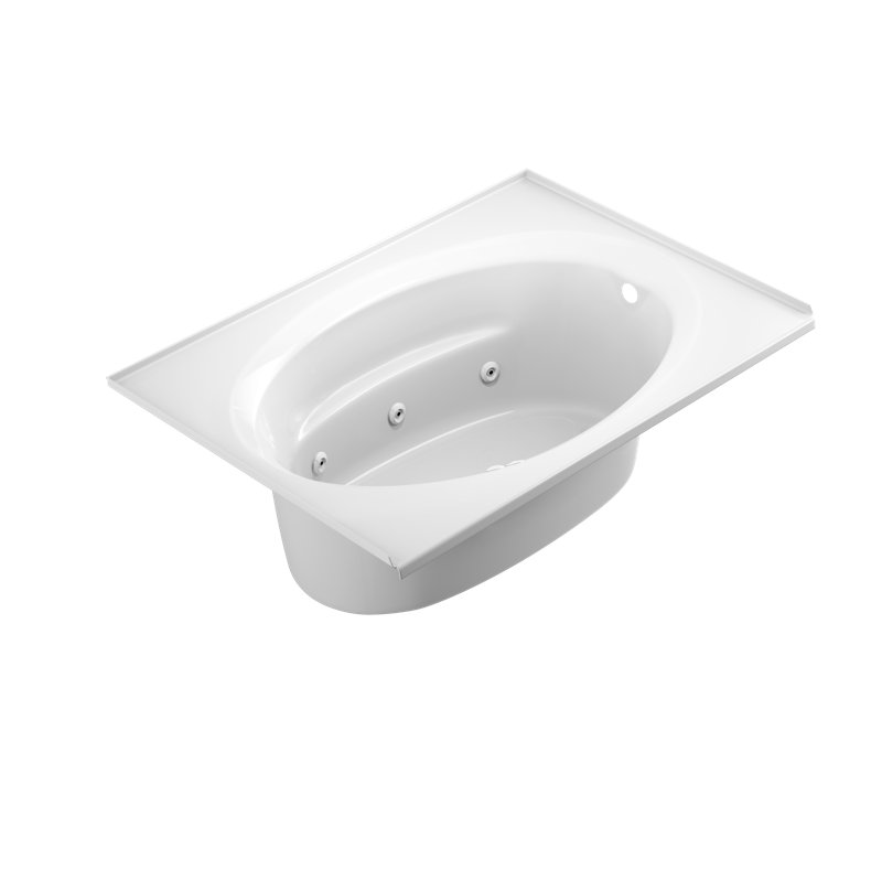 SIGNATURE® Oval in Rectangle 6042 Drop-In Whirlpool 3-Tile Flange, Left, Yes, White