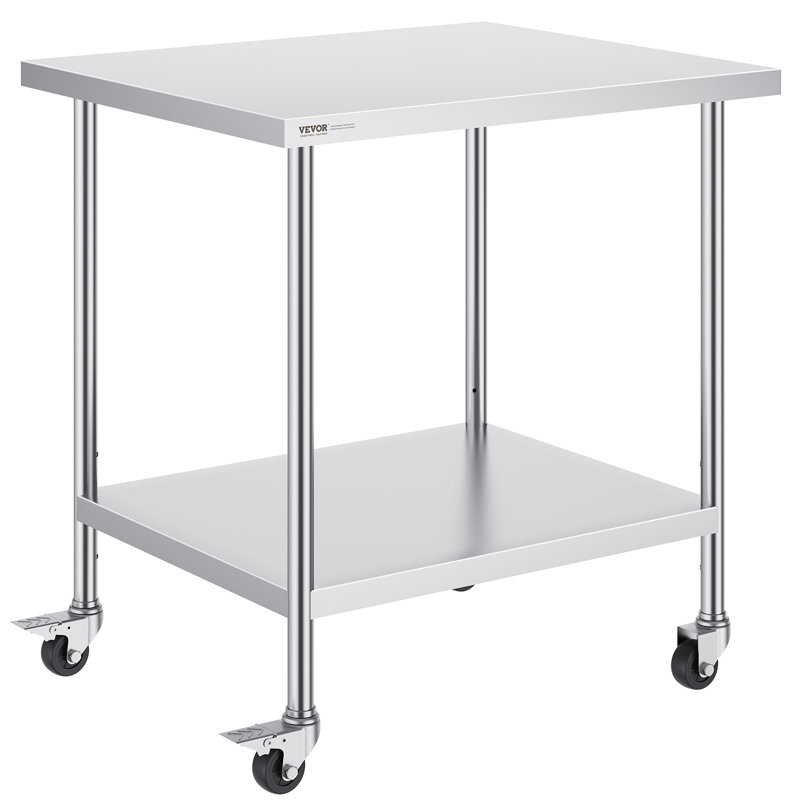 Stainless Steel Adjustable Height Work Table with Wheels