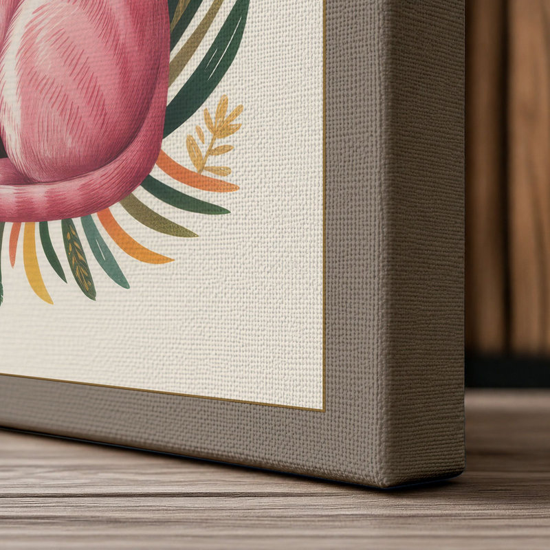 Cat in Bloom Botanical - Wrapped Canvas, 36x24 - 91.4 x 61.0 cm, Taupe Border
