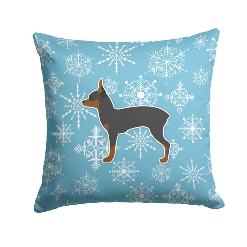 Coussin intérieur/extérieur en flocons d’hiver, H 14 po x l 14 po x P 3 po