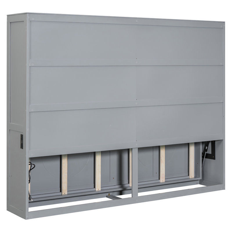 Grand lit mural gris - option peu encombrante pour les salles polyvalentes, les lattes flexibles, le repos confortable convenant aux petits bureaux et aux bureaux à domicile, les courbes du corps de soutien