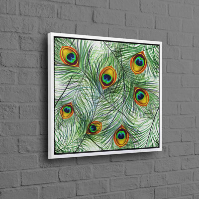 Stylish Large Cotton Canvas Art Featuring a Modern Peacock Feather Design Perfect for Enhancing Your Living Room Wall Decor