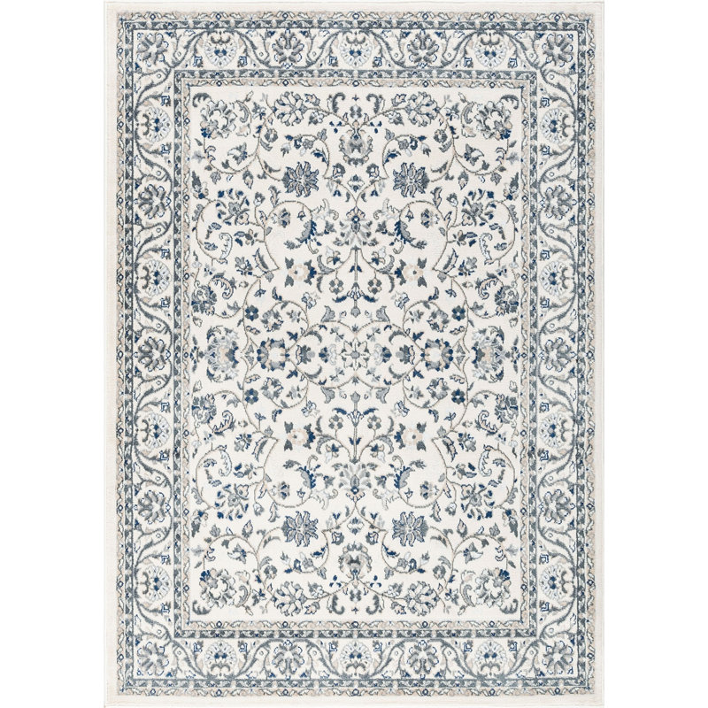Crème oriental Briele | Bleu | Gris | Tapis beige, Rectangle 7 pi 10 po x 10 pi 3 po