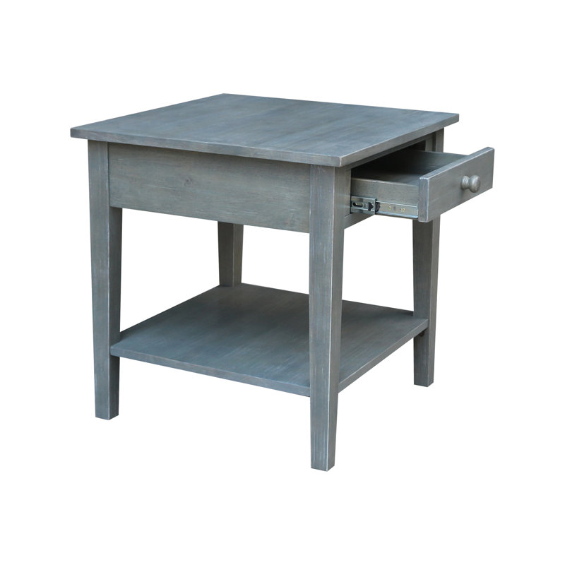 Tillar Solid Wood End Table with Storage, Antique Gray