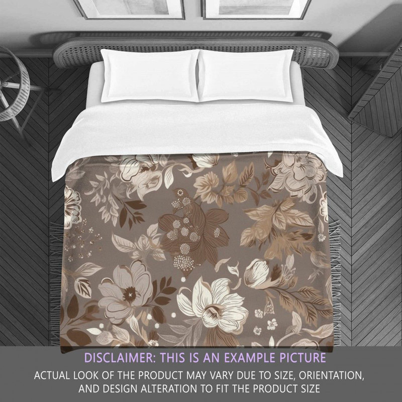 Floral Brown/Silver Microfiber Comforter, King Comforter