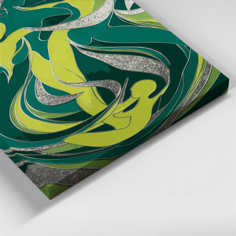 Abstrait art figuratif sur toile vert 93, H 20 po x l 16 po