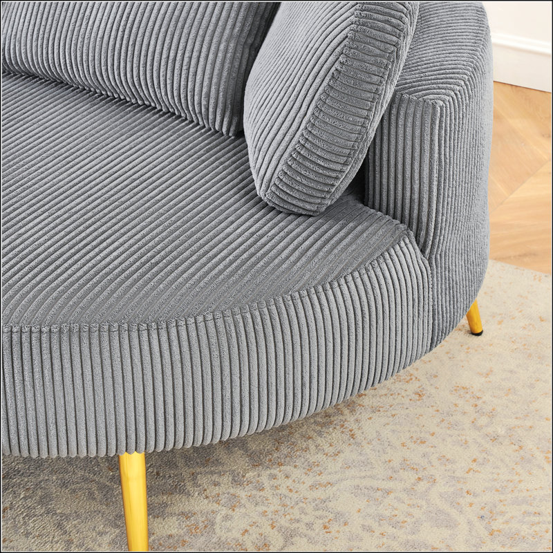 Fauteuil en velours côtelé avec repose-pieds, Velours côtelé gris