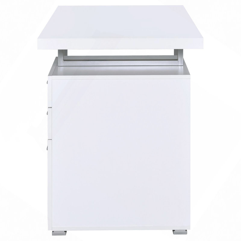 Babken Reversible Desk, White/Silver