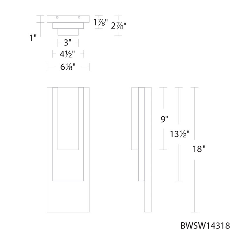 Vail 1 - Light LED Outdoor Sconce, 18" H x 6.13" W x 2.88" D, 10 W
