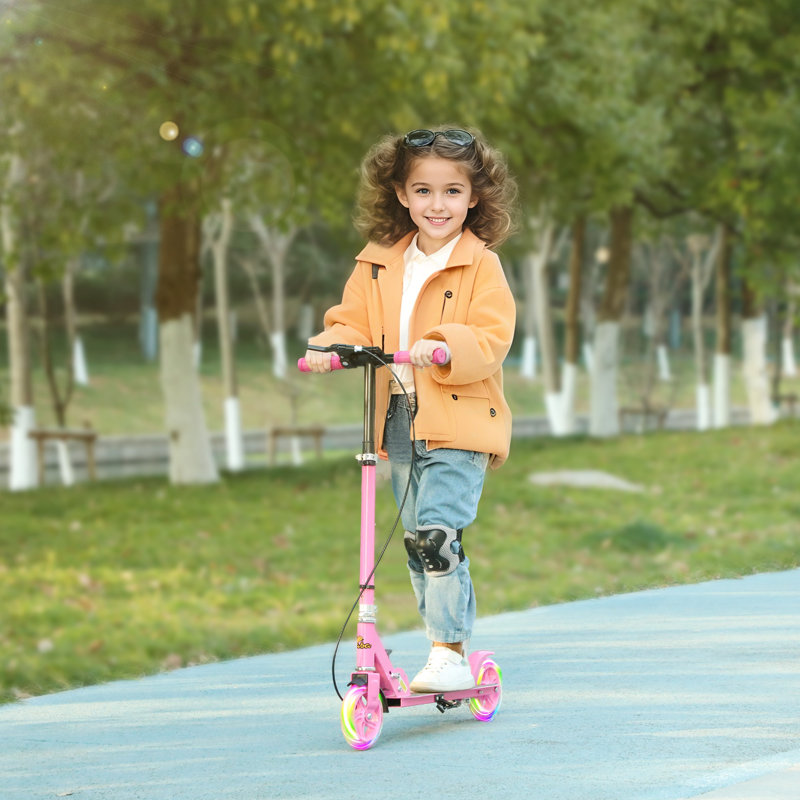 Scooter for Kids Ages 3-8, Adjustable Kick Scooters w/ Light Up Wheels, Black