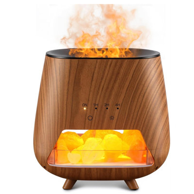 4-In-1 Aromatherapy Diffuser With Himalayan Salt Lamp & Humidifier, 200Ml Essential Oil Diffuser With 9-Color LED Night Light, Cool Mist Ultrasonic Diffuser For Bedroom, Office, Yoga Relaxation