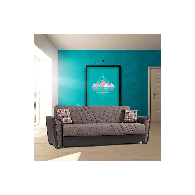 Canapé-lit convertible en tissu Sundon , Mélange de polyester brun