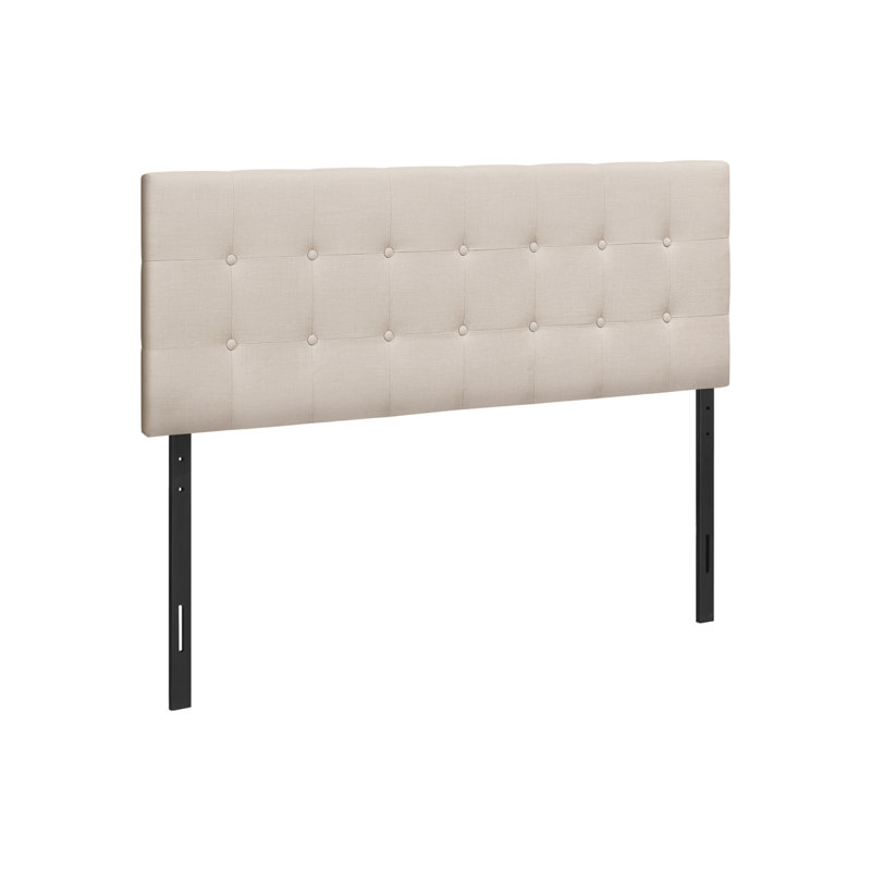 Lit, tête de lit seulement, grand lit, tapissier, aspect lin beige, transitionnel, Beige, Queen