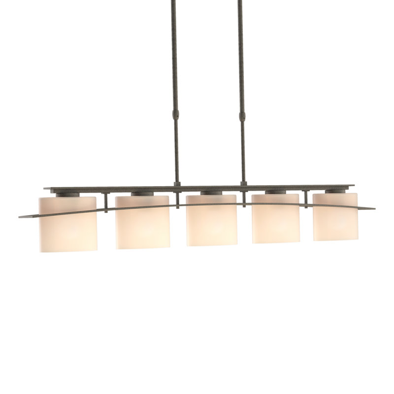 Arc 5 - Light Kitchen Island Linear Pendant, Natural lron, Opal