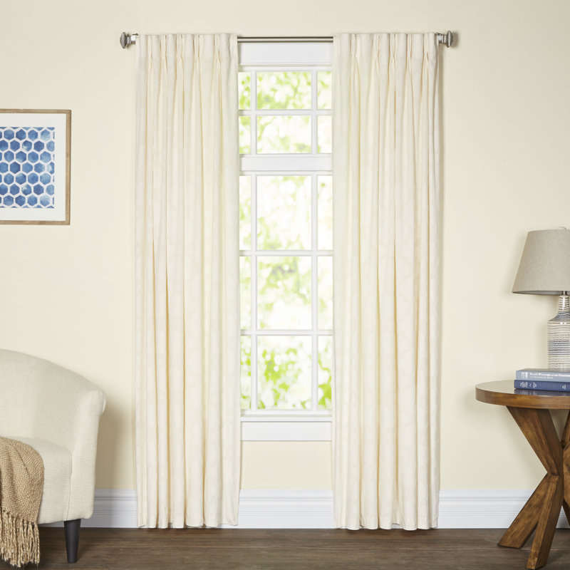 Ben&Jonah Collection Windsor Pinch Pleat Window Curtain Panel, Ivory, 34"W x 63"L, Polyester