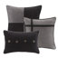 Couette 7 pièces en suédine grise pour lit king size avec détails brodés et coussins décoratifs imprimés doux