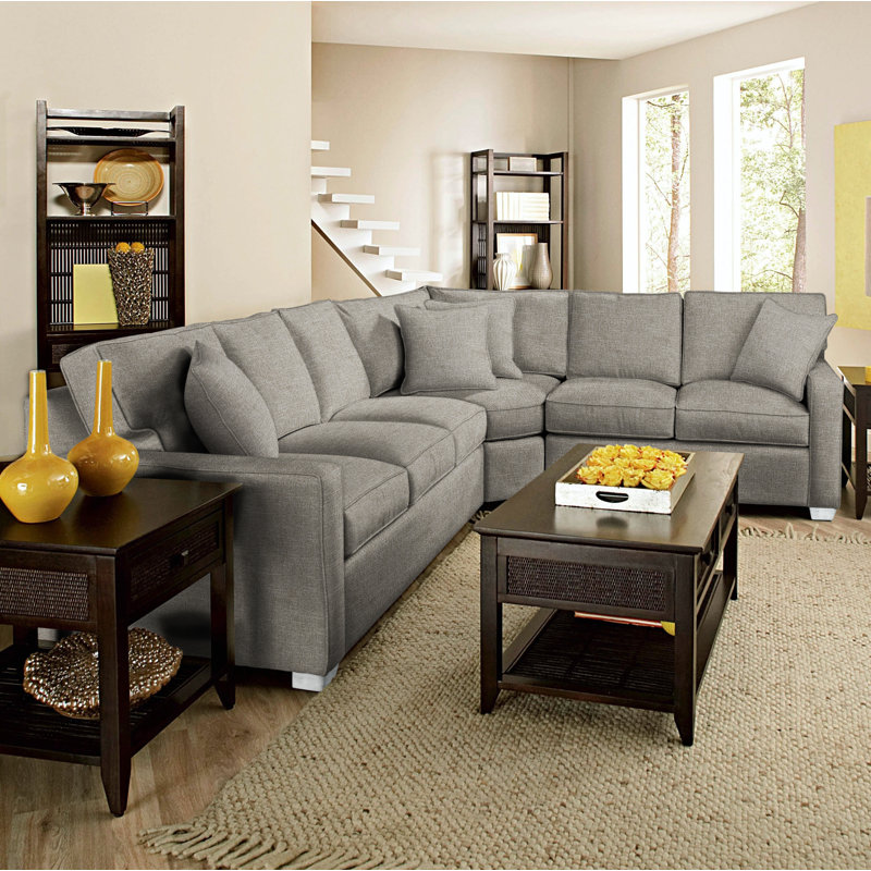 Ellora Upholstered L-Shaped Sectional Symmetrical, Frost White, Basic Gray