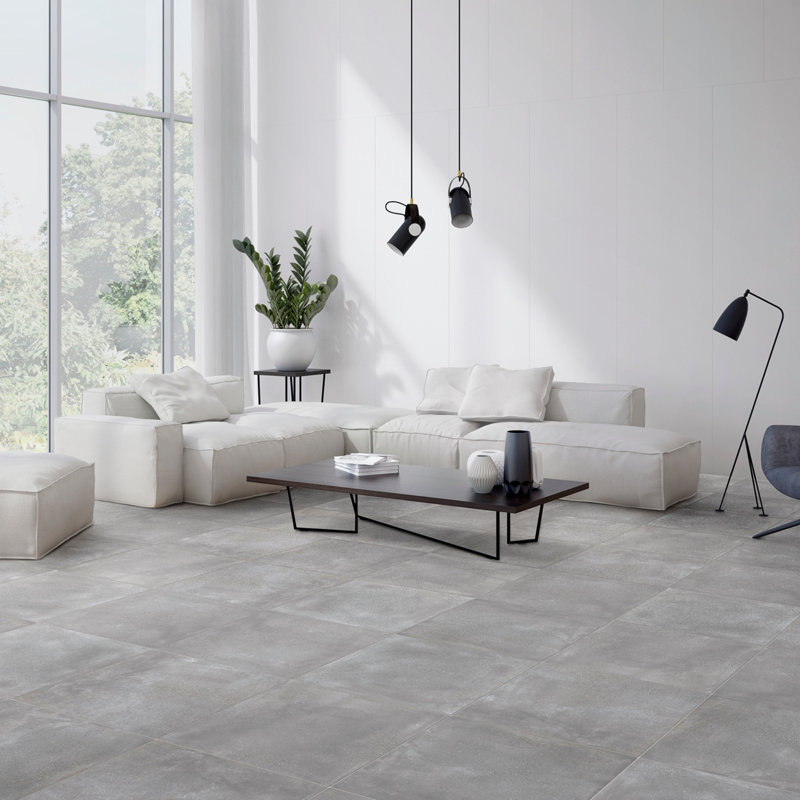 24" X 24" Melange Porcelain Floor And Wall Tile, Cool Gray
