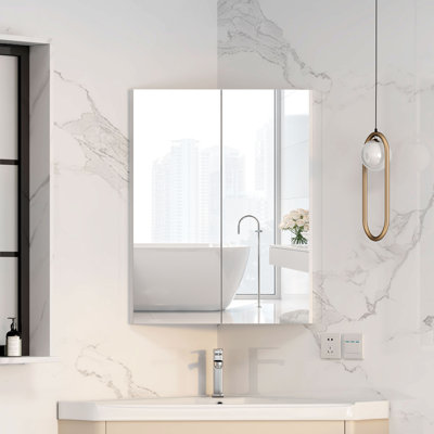 Sprow 450mm W 600mm H Corner Frameless Medicine Cabinet Mirror
