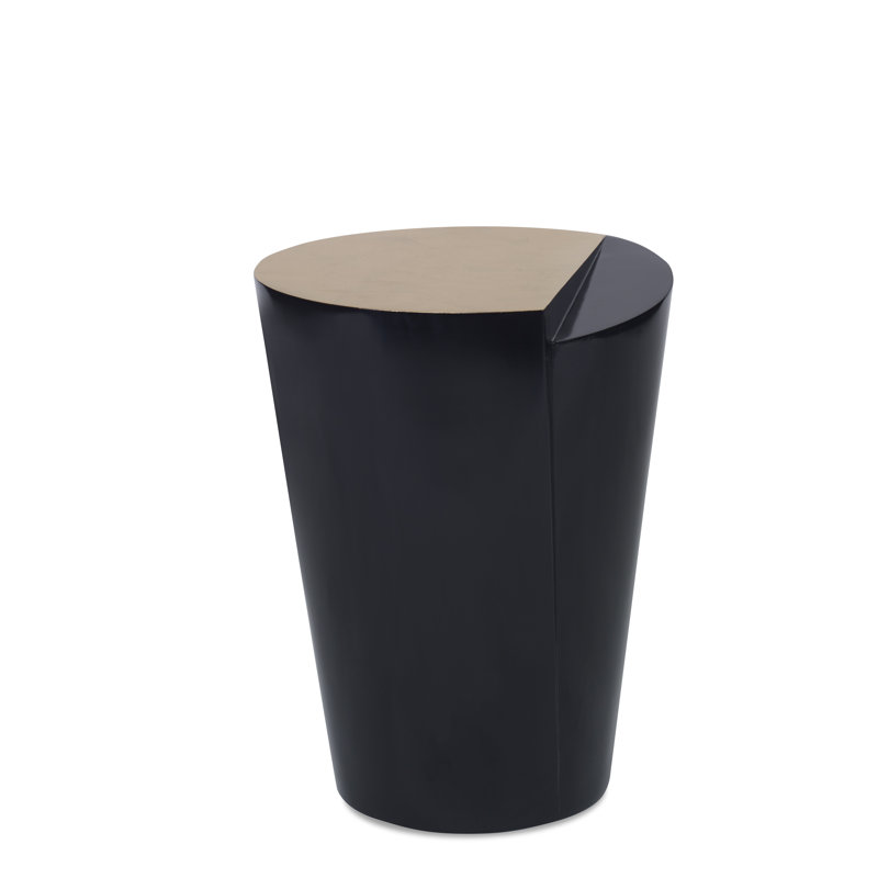 Black and Gold Leaf Conical Resin End Table