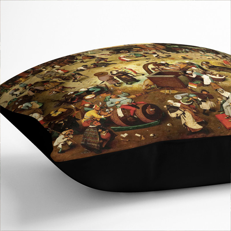 The Fight Between Carnival and Lent Scatter Cushion, Black, 40cm H x 40cm W x 15cm D