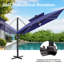 Parasol de patio carré en porte-à-faux à lumière solaire 128 po x 128 po avec base-1992326534
