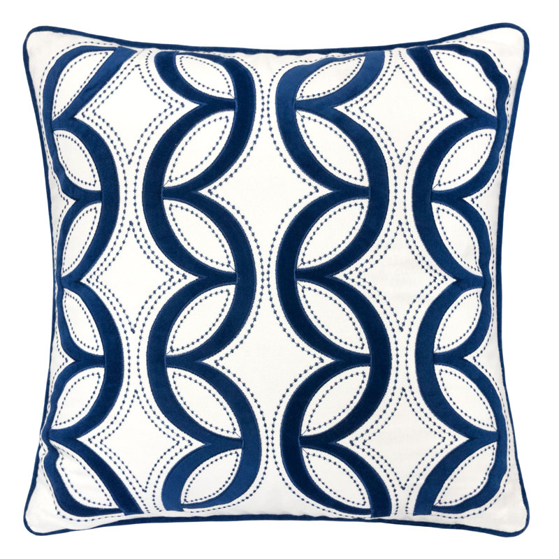  Woven Cotton Throw Pillow, Blue