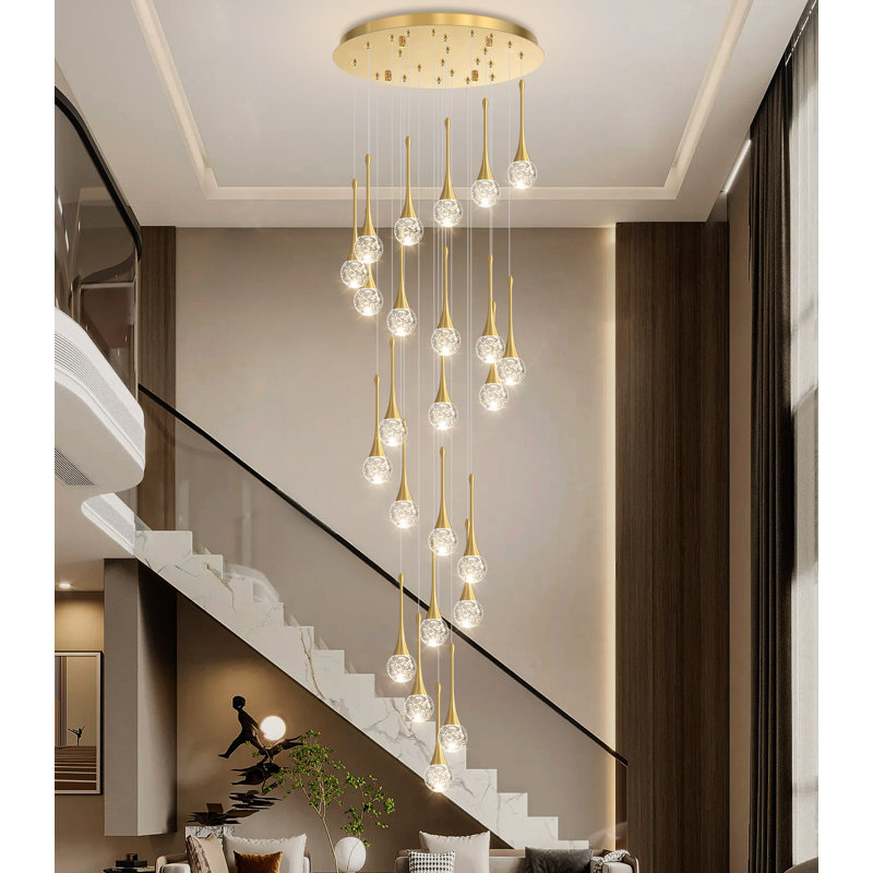 Luminaire suspendu 18 lumières DEL Glam, Doré, 24 lumières
