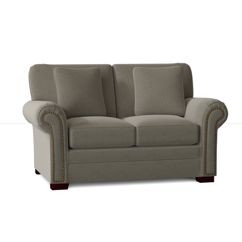 Causeuse à accoudoirs roulés de 63 po avec coussins réversibles Adrena, Laiton clair, Chenille performance gris Craftwood 16