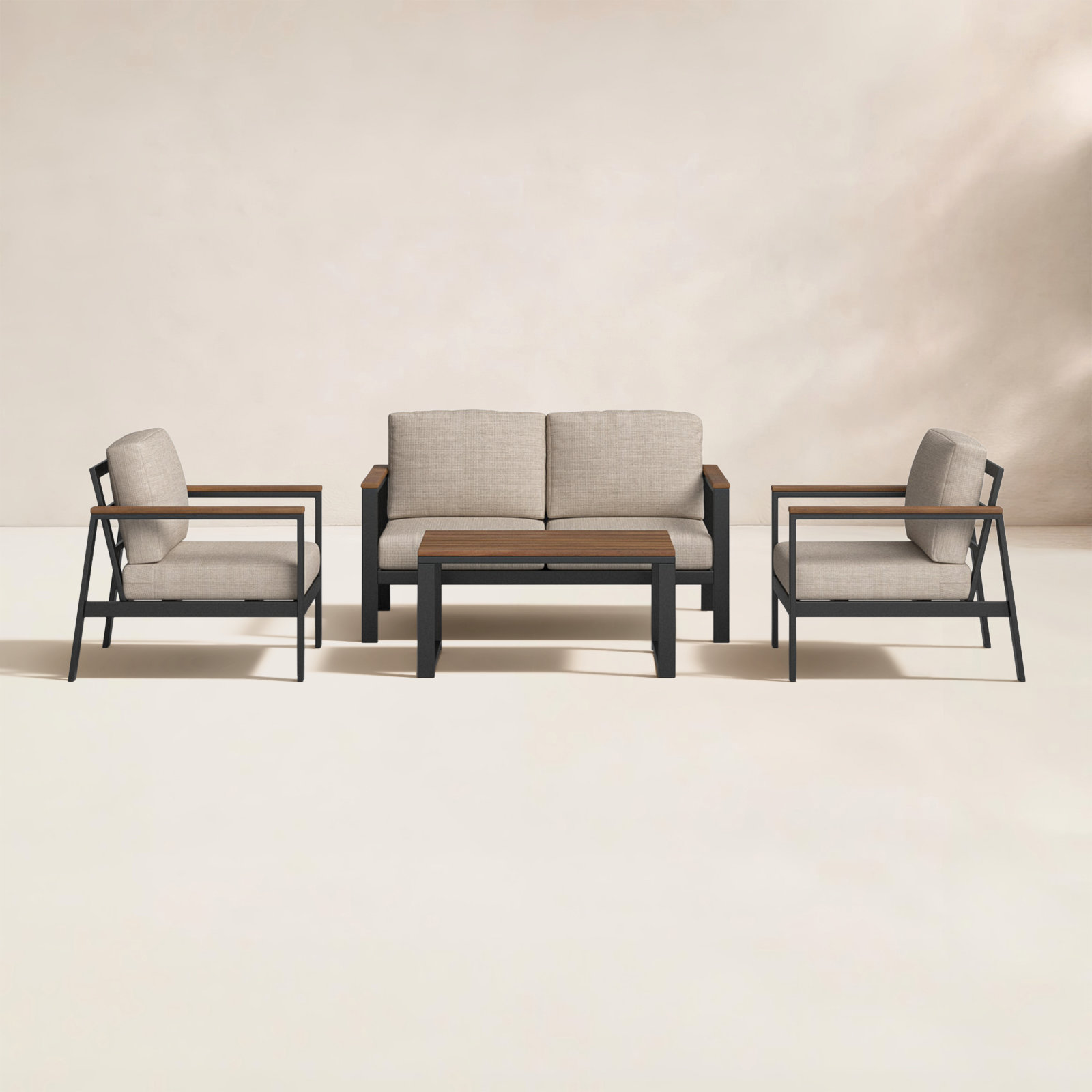 Townsend 4-Person Sunbrella® Patio Seating Group, Sunbrella® Cast Silver, Antique Mahogany