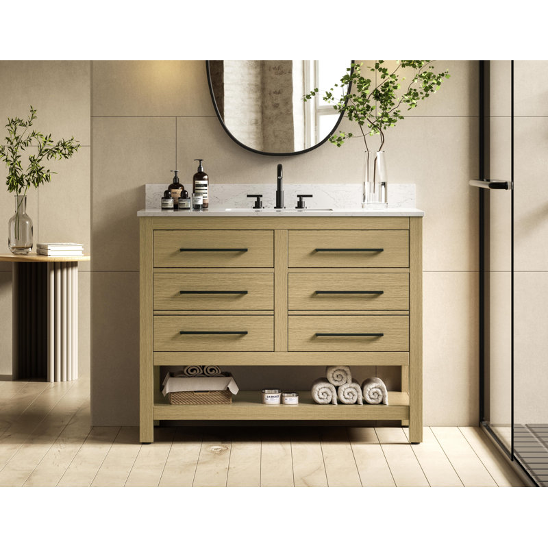 Meuble-lavabo simple 42 po_Moderne_VF60542-BS, Brun miel