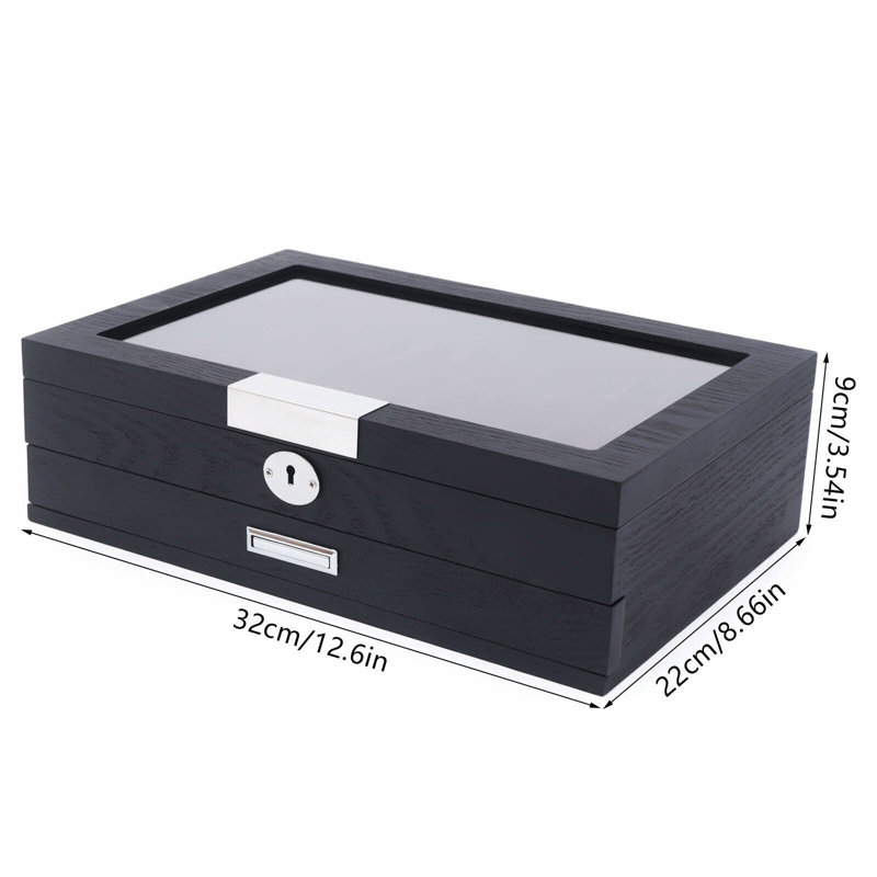 12.6" 12 Slot Wood Pen Display Box 2 Layers Fountain Pen Collector Case