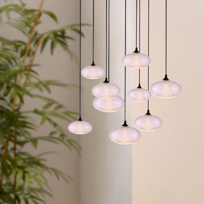 Luminaire suspendu sphère DEL 9 lumières Alvie, Noir mat