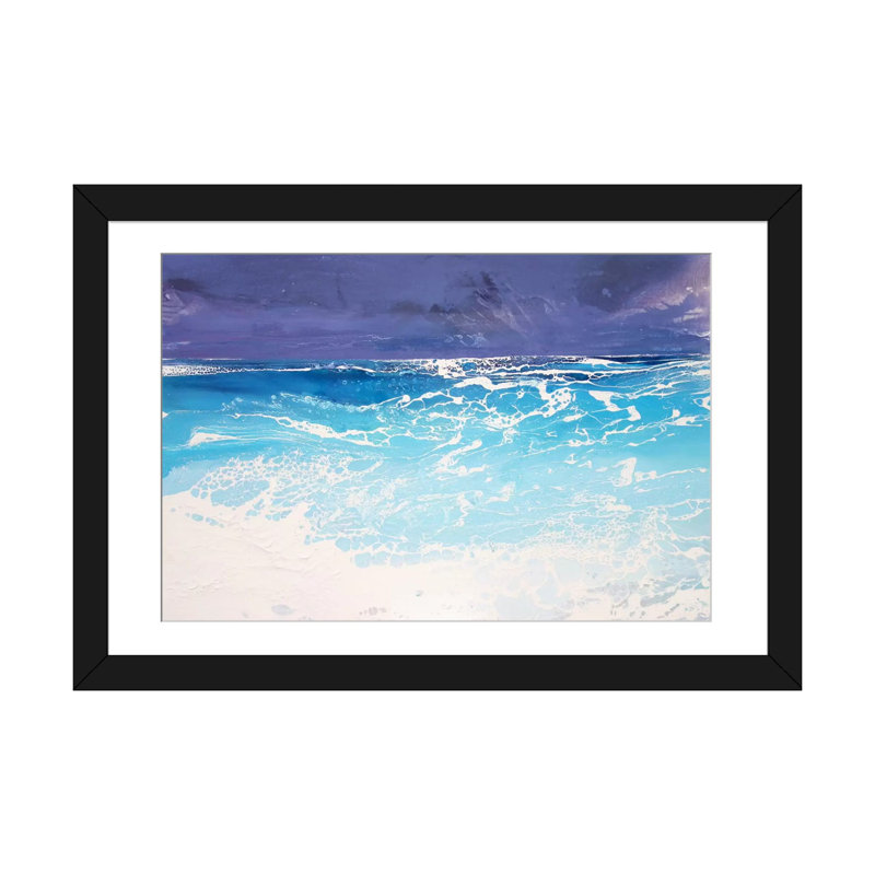 « storm on the riviera v », reproduction d’impression sur toile, H 24 po x l 32 po x P 1 po, Papier beaux-arts encadré noir