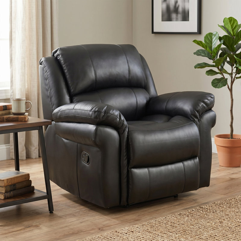 Arles 110cm Wide Standard Recliner, Black, Manual