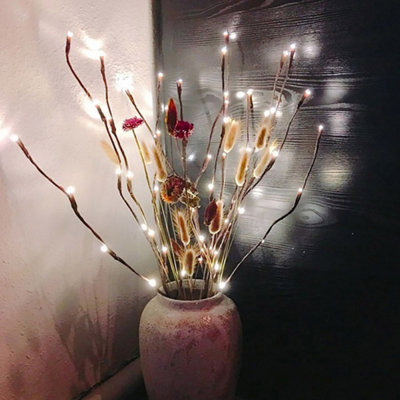 3 Pack Lighted Branches 60 LED Twig Lights Lighted Plants Artificial Willow Branch Lamp Home Fairy Light Up Branch for Vases Holiday Party Indoor Decor Battery Operated