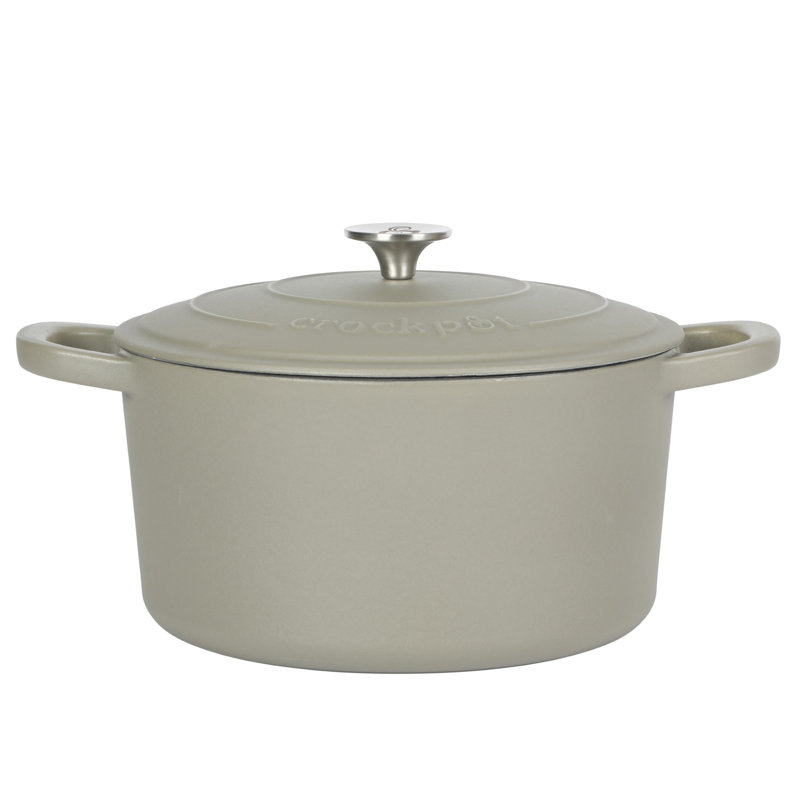 Cocotte ronde artisanale en fonte antiadhésive Crock-pot, 7 pte, Vert / Argent