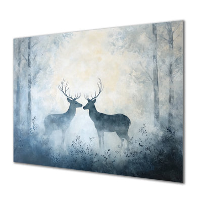 Minimal Deer In The Mist I - animaux, décor métallique, cerf