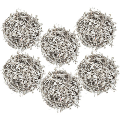 Ornements 4,5 po en forme de feuille / brindille en verre glacé - ensemble de 4 pour arbre de Noël