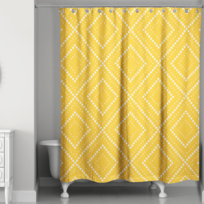 Rideau de douche simple géométrique Killion, Jaune