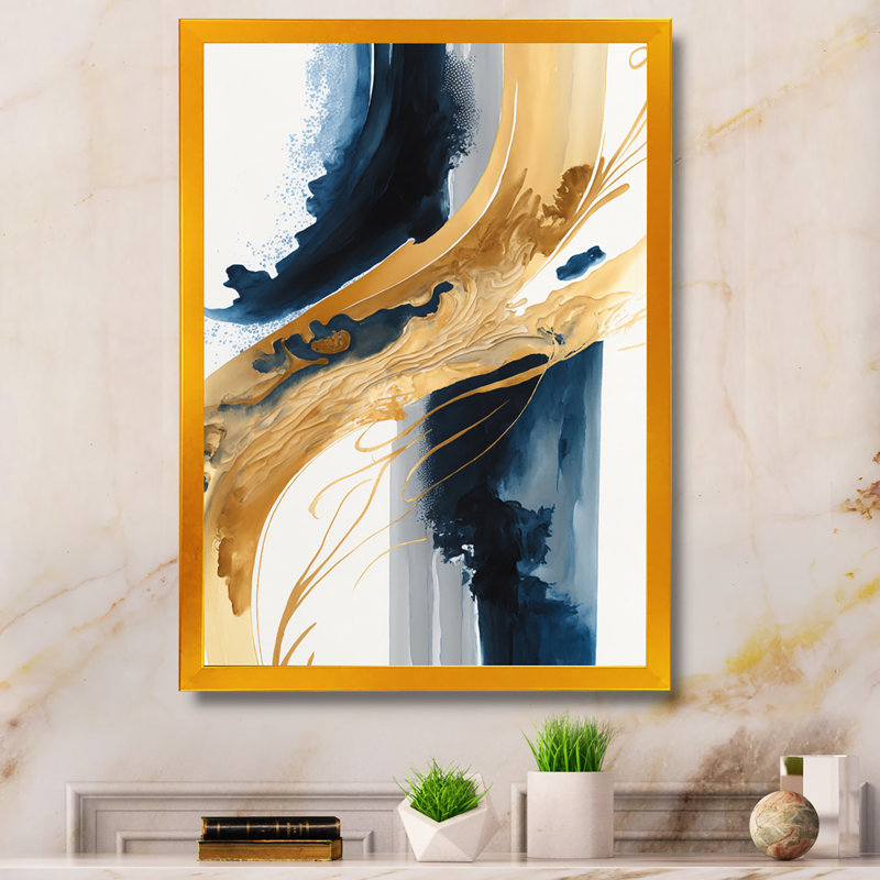 Stylish Spiral Abstract III - Abstract Spirals, impression sur toile encadrée, Impression dorée sur toile encadrée