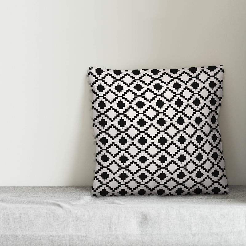  Coussin Circles, 18 po x 18 po, Blanc / Noir